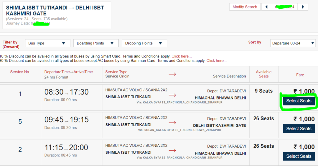 HRTC Online booking method by HRTC HuB